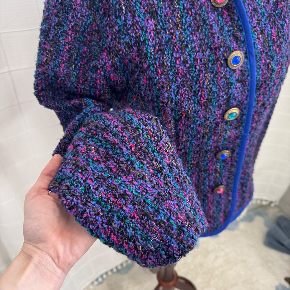 The Magnolia Shoppe Vintage Multicolor Knit Jacket with Rainbow Jewel Buttons - Picture 4 of 5
